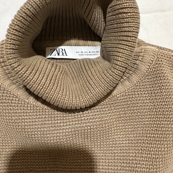 Zara Ultra-Cropped Knit Turtleneck Sweater - Taupe - Picture 2 of 9